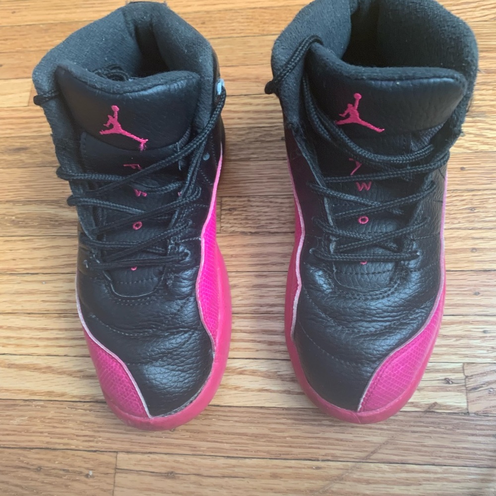 Jordan 12 black and dark pink
